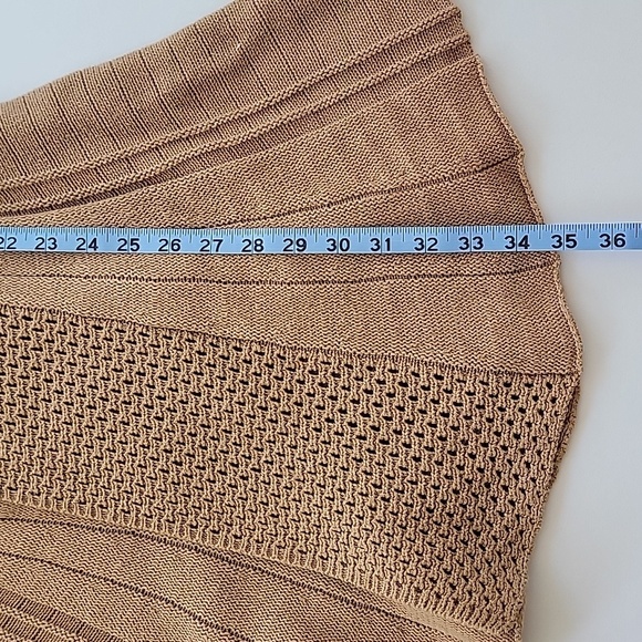 Notations Cardigan Sweater Open Front Longline Longsleeve Layer Knit Brown Tan M - Picture 14 of 15